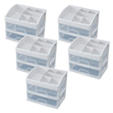 Kuber Industries 2 Layer Cabinet Drawer Box|Desktop Storage Box|Multi Drawer Storage Organizer|Pack of 5| White